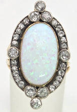 Cargar imagen en el visor de la galería, 2358 Victorian: 18ct Gold Opal Round Old Cut Diamonds (1.42ct) Cluster Ring
