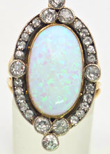 Cargar imagen en el visor de la galería, 2358 Victorian: 18ct Gold Opal Round Old Cut Diamonds (1.42ct) Cluster Ring
