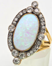 Cargar imagen en el visor de la galería, 2358 Victorian: 18ct Gold Opal Round Old Cut Diamonds (1.42ct) Cluster Ring

