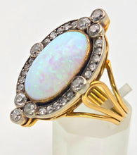 Cargar imagen en el visor de la galería, 2358 Victorian: 18ct Gold Opal Round Old Cut Diamonds (1.42ct) Cluster Ring
