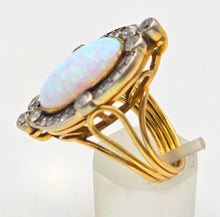 Cargar imagen en el visor de la galería, 2358 Victorian: 18ct Gold Opal Round Old Cut Diamonds (1.42ct) Cluster Ring
