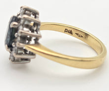 Load image into Gallery viewer, 2366 18ct Gold French Blue Sapphire (1.5ct) Diamonds (0.6ct) Cluster Ring
