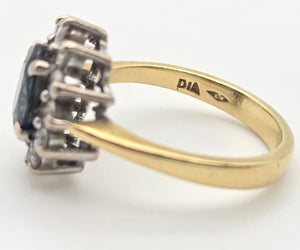 2366 18ct Gold French Blue Sapphire (1.5ct) Diamonds (0.6ct) Cluster Ring