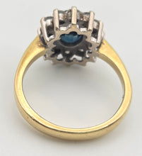 Load image into Gallery viewer, 2366 18ct Gold French Blue Sapphire (1.5ct) Diamonds (0.6ct) Cluster Ring
