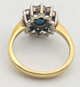 2366 18ct Gold French Blue Sapphire (1.5ct) Diamonds (0.6ct) Cluster Ring