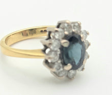 Load image into Gallery viewer, 2366 18ct Gold French Blue Sapphire (1.5ct) Diamonds (0.6ct) Cluster Ring
