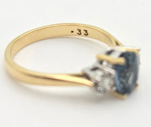 Load image into Gallery viewer, 18ct Gold Ceylon Blue Sapphire (1.1ct) Diamonds (0.33ct) 3-Stone  Ring
