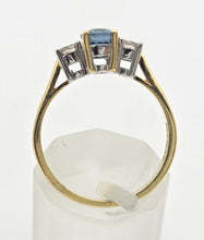Load image into Gallery viewer, 18ct Gold Ceylon Blue Sapphire (1.1ct) Diamonds (0.33ct) 3-Stone  Ring
