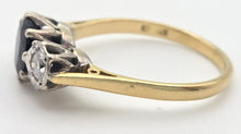 Load image into Gallery viewer, 2369 18ct Gold Australian Blue Sapphire (1.08ct) Diamonds (0.34ct) 3- Stone Ring
