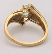 Cargar imagen en el visor de la galería, 2370 18ct Gold Blue Aquamarine  Diamonds Bypass Cocktail Ring
