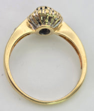 Load image into Gallery viewer, 18ct Gold Blue Sapphire 22 Natural Diamonds Diana Style Cluster Ring
