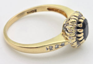 18ct Gold Blue Sapphire 22 Natural Diamonds Diana Style Cluster Ring