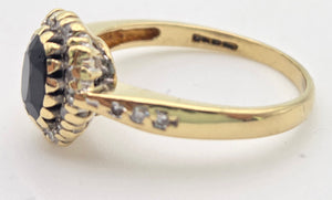18ct Gold Blue Sapphire 22 Natural Diamonds Diana Style Cluster Ring