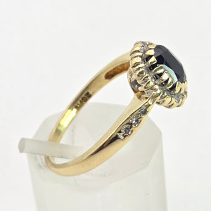 18ct Gold Blue Sapphire 22 Natural Diamonds Diana Style Cluster Ring