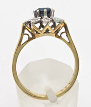 Cargar imagen en el visor de la galería, 2375 18ct Gold Cornflower Blue Sapphire Diamonds Flower Head Ring
