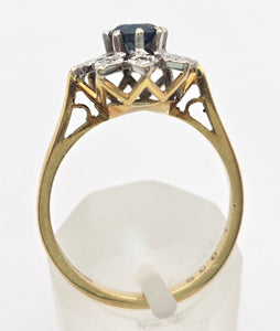 2375 18ct Gold Cornflower Blue Sapphire Diamonds Flower Head Ring