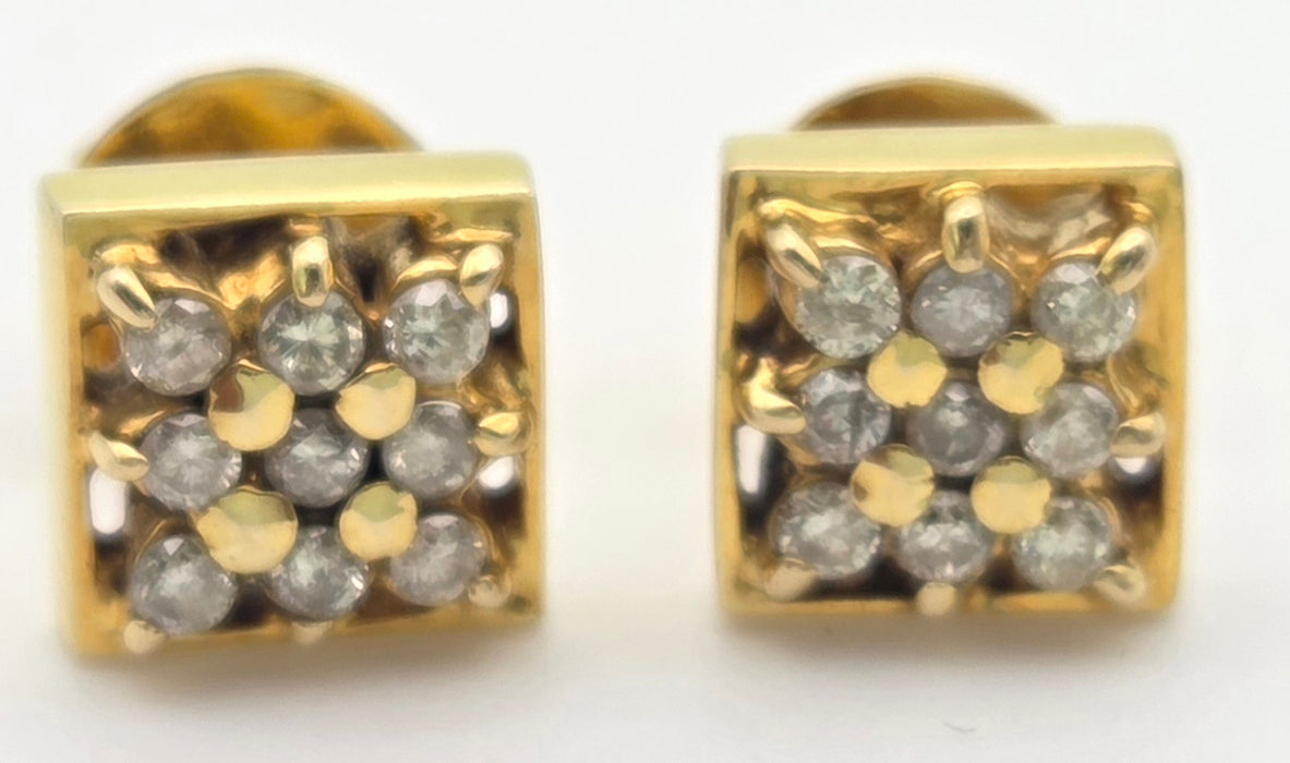 2377 18ct Gold 18 Natural Diamonds (0.45ct) Geometric Set Earrings