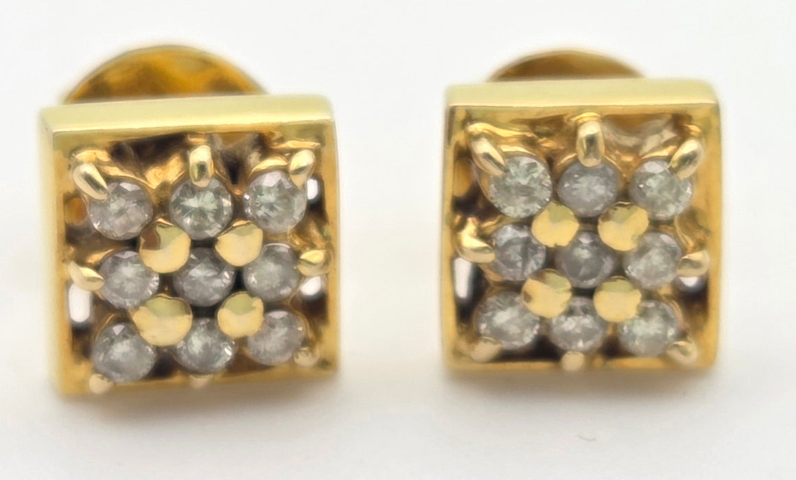 2377 18ct Gold 18 Natural Diamonds (0.45ct) Geometric Set Earrings