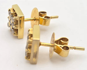 2377 18ct Gold 18 Natural Diamonds (0.45ct) Geometric Set Earrings