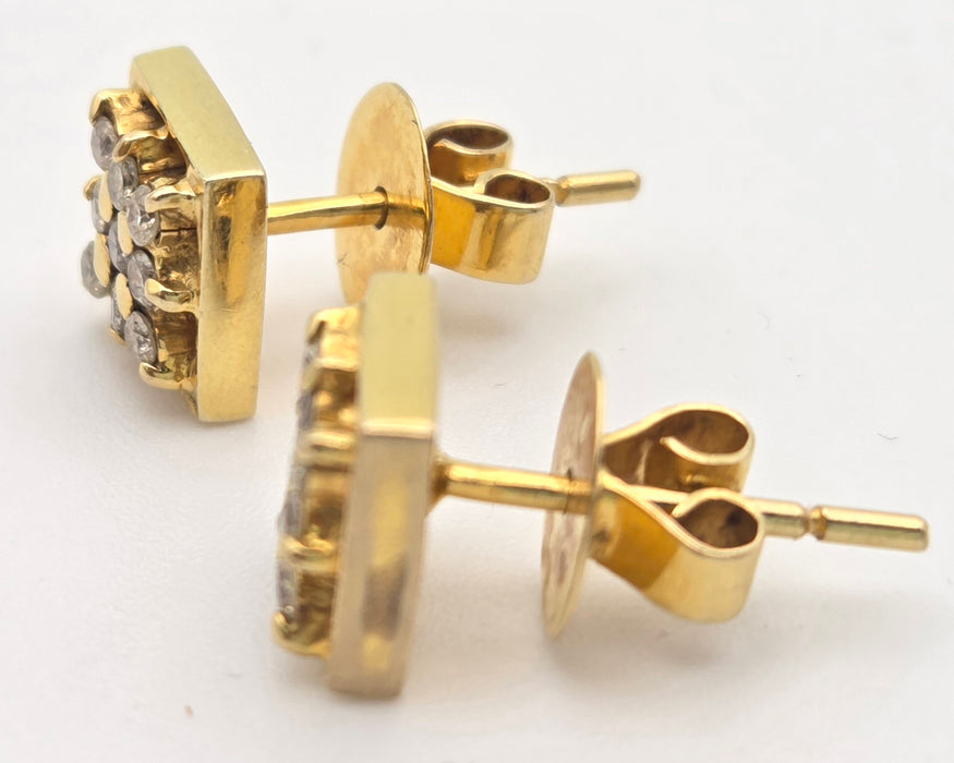2377 18ct Gold 18 Natural Diamonds (0.45ct) Geometric Set Earrings