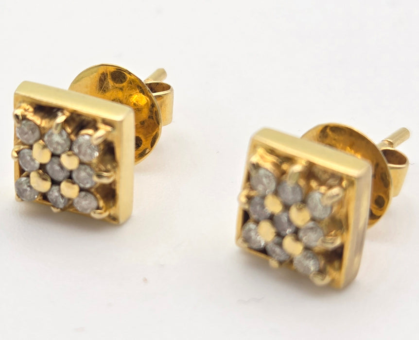 2377 18ct Gold 18 Natural Diamonds (0.45ct) Geometric Set Earrings