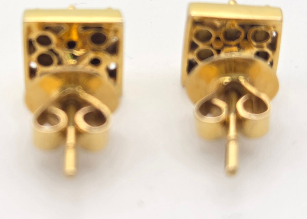 2377 18ct Gold 18 Natural Diamonds (0.45ct) Geometric Set Earrings