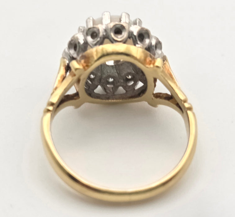 6419 18ct Gold Vivid White Opal 12 Natural Diamonds Halo Ring