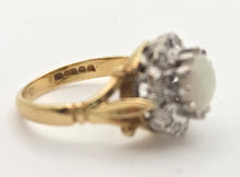 Load image into Gallery viewer, 18ct Gold Vivid White Opal 12 Natural Diamonds Halo Ring- From 1975
