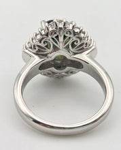 Load image into Gallery viewer, Platinum Green Sapphire (2.11ct) Natural Diamonds (0.69ct) Cluster Ring - Rare
