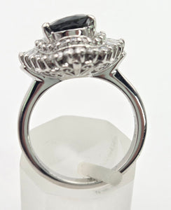 Platinum Green Sapphire (2.11ct) Natural Diamonds (0.69ct) Cluster Ring - Rare