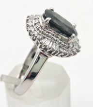 Load image into Gallery viewer, Platinum Green Sapphire (2.11ct) Natural Diamonds (0.69ct) Cluster Ring - Rare
