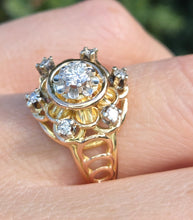 Cargar imagen en el visor de la galería, Vintage: 18ct  Gold Brilliant  &amp; Round Cut Natural Diamonds Cluster Ring
