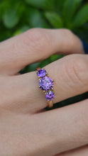 Load image into Gallery viewer, Vintage: 9ct Gold Purple Amethyst Trilogy Dress/Stacker Ring
