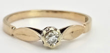 Load image into Gallery viewer, 0116 Vintage: Petite 9ct Gold Round Full Cut Diamond Solitaire Ring- From 1981
