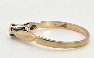 0116 Vintage: Petite 9ct Gold Round Full Cut Diamond Solitaire Ring- From 1981
