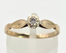 Load image into Gallery viewer, 0116 Vintage: Petite 9ct Gold Round Full Cut Diamond Solitaire Ring- From 1981
