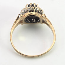 Load image into Gallery viewer, 0147 Vintage: 9ct Gold Australian Blue Sapphire 16 Natural Diamonds Diana Style Cluster Ring
