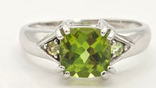 Load image into Gallery viewer, 2124 Vintage: 9ct Gold Cushion Cut Peridot Green Garnets Dress Ring
