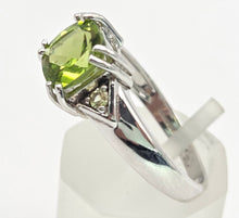 Load image into Gallery viewer, 2124 Vintage: 9ct Gold Cushion Cut Peridot Green Garnets Dress Ring
