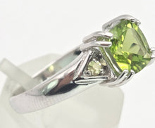 Load image into Gallery viewer, 2124 Vintage: 9ct Gold Cushion Cut Peridot Green Garnets Dress Ring
