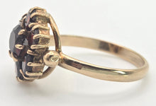 Load image into Gallery viewer, 2129 Vintage; 9ct Gold 7 Rich Red Round Cut Garnets Flower Head Ring
