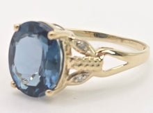 Load image into Gallery viewer, 2130 Vintage: 9ct Gold London Blue Topaz Natural Diamonds Dress Ring
