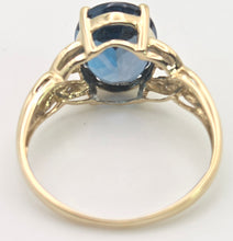 Load image into Gallery viewer, 2130 Vintage: 9ct Gold London Blue Topaz Natural Diamonds Dress Ring
