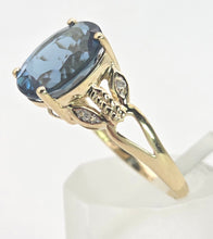 Load image into Gallery viewer, 2130 Vintage: 9ct Gold London Blue Topaz Natural Diamonds Dress Ring
