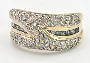 2135 Vintage: 9ct Gold 90 Natural Diamonds Statement Cluster Ring