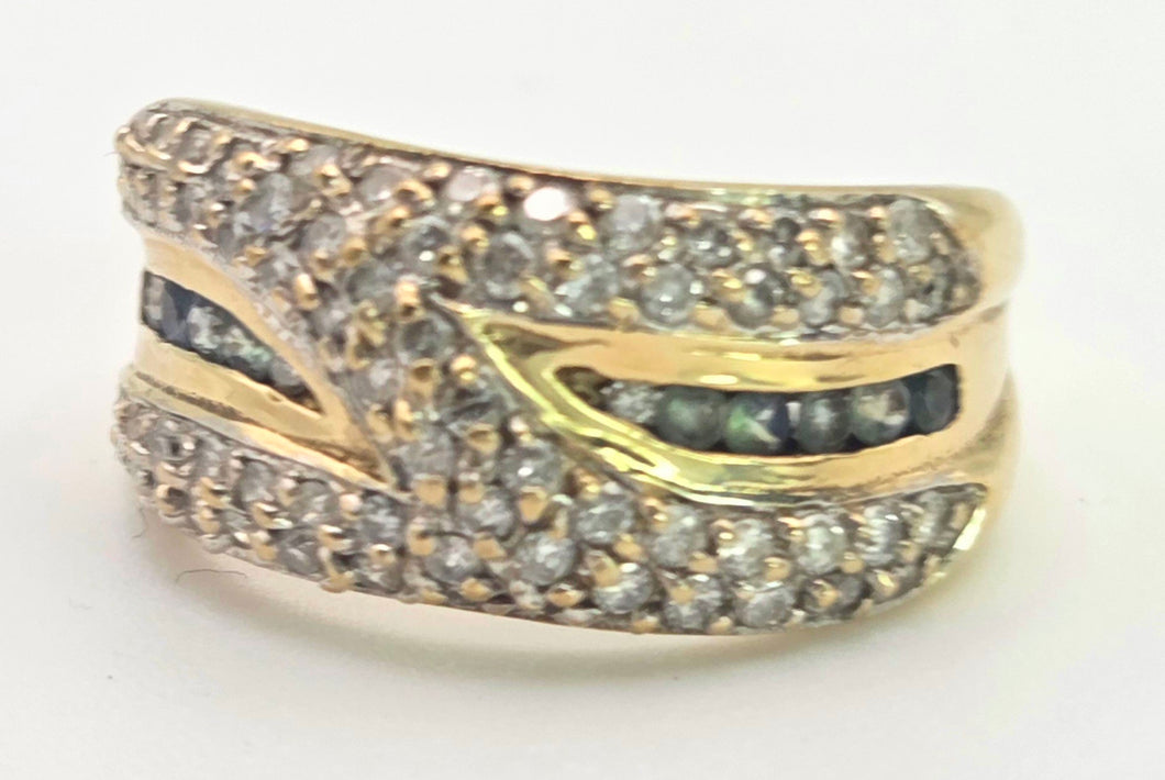 2135 Vintage: 9ct Gold 90 Natural Diamonds Statement Cluster Ring