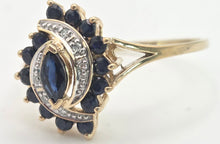Load image into Gallery viewer, Vintage: 9ct Gold French Blue Sapphires Natural Diamonds Cluster Ring
