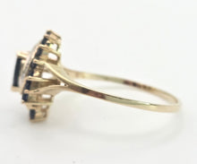 Load image into Gallery viewer, Vintage: 9ct Gold French Blue Sapphires Natural Diamonds Cluster Ring
