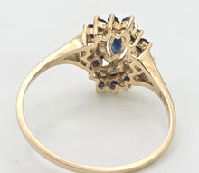 Load image into Gallery viewer, Vintage: 9ct Gold French Blue Sapphires Natural Diamonds Cluster Ring
