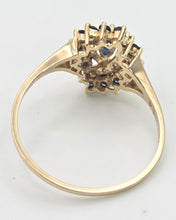 Load image into Gallery viewer, Vintage: 9ct Gold French Blue Sapphires Natural Diamonds Cluster Ring
